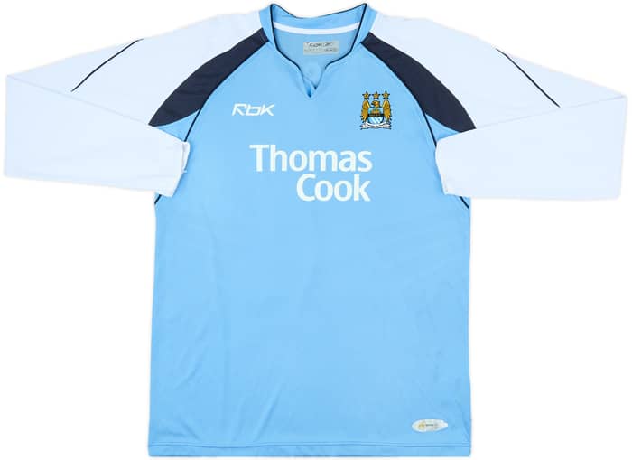 2006-07 Manchester City Home L/S Shirt Beasley #24 - 8/10 - (L)