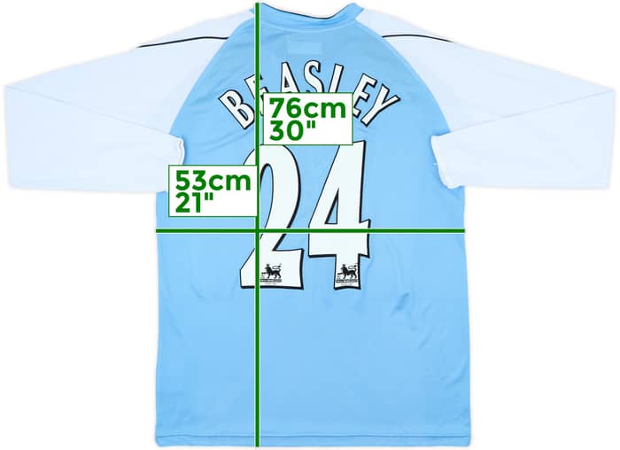 2006-07 Manchester City Home L/S Shirt Beasley #24 - 8/10 - (L)