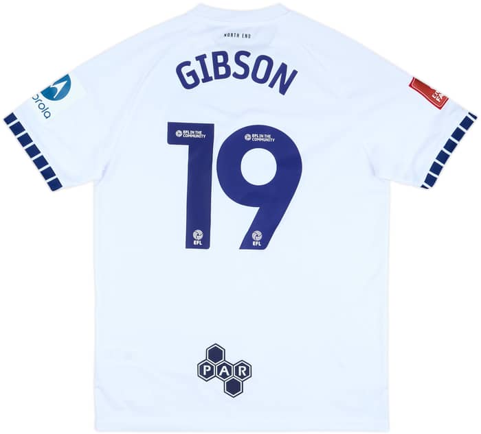2024-25 Preston North End Match Issue FA Cup Home Shirt Gibson #19
