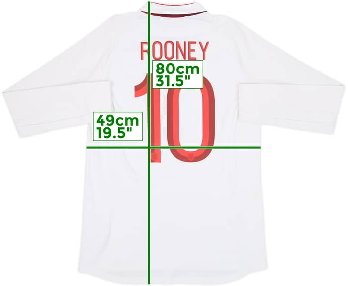 2012-13 England Home L/S Shirt Rooney #10 - 7/10 - (L)