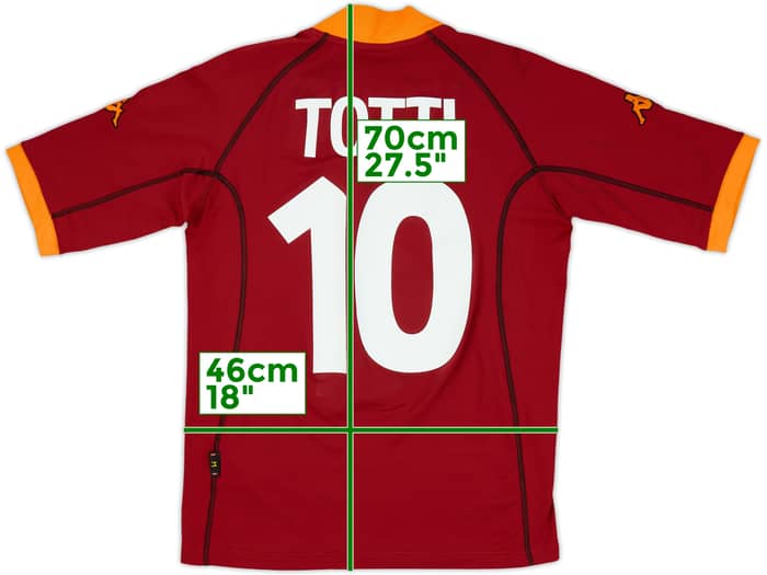 2001-02 Roma Home Shirt Totti #10 - 6/10 - (M)