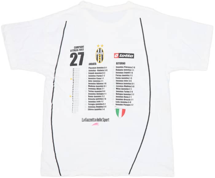 2002-03 Juventus Lotto 'Campioni D'Italia 2003' Graphic Tee - 8/10 - (XL)