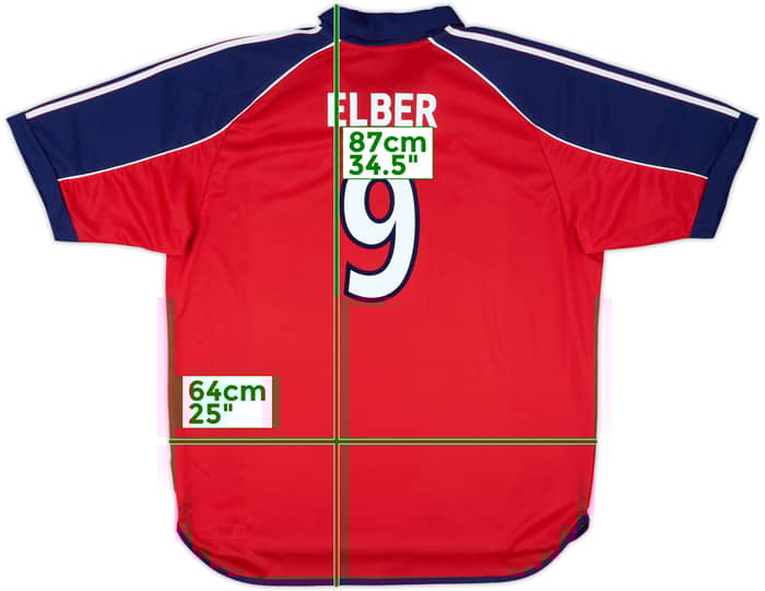 1999-01 Bayern Munich Player Issue Home Shirt Elber #9 - 8/10 - (XXL)