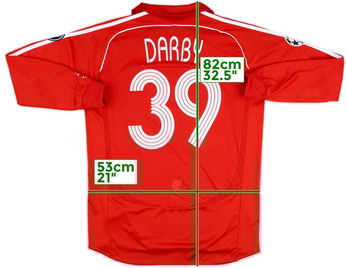 2006-08 Liverpool Match Issue Champions League L/S Home Shirt Darby #39