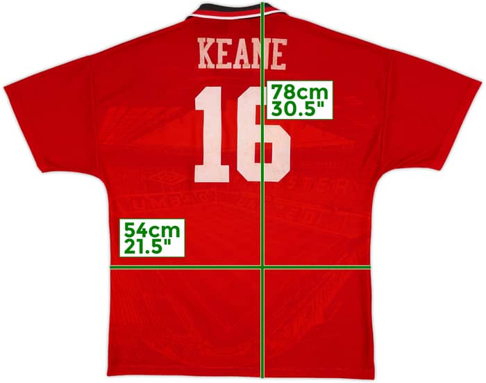 1994-96 Manchester United Home Shirt Keane #16 - 6/10 - (L)