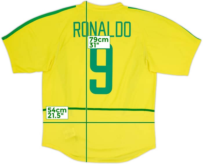 2002-04 Brasil Camiseta Local Ronaldo #9 - 6/10 - (L)