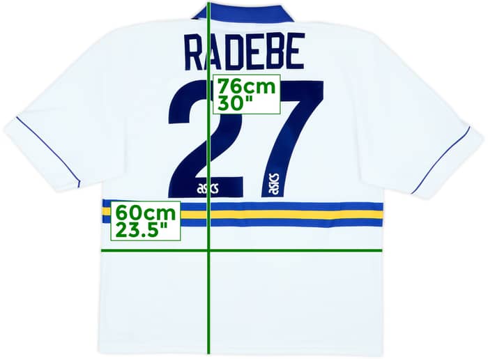 1993-95 Leeds United Home Shirt Radebe #27 - 8/10 - (XL)