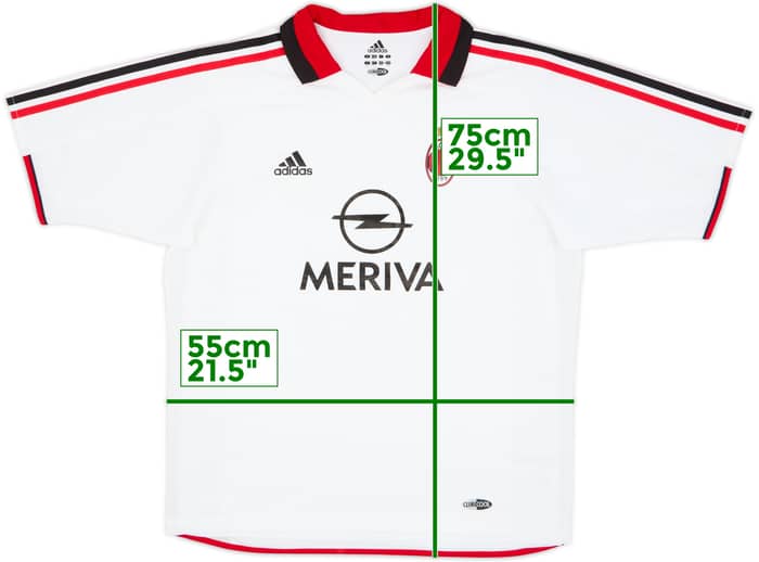 Camiseta de visitante versión jugador del AC Milan 2003-04 #16 - 8/10 - (L)