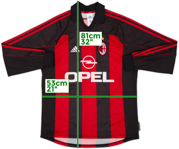 2000-02 AC Milan Player Issue Home L/S Shirt #4 - 6/10 - (L)
