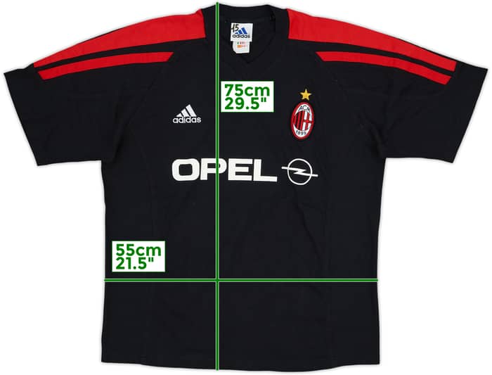 Camiseta de algodón versión jugador del AC Milan adidas 2001-02 - 10/10 - (L/XL)