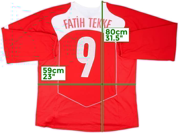 2004-06 Turkey Player Issue Home L/S Shirt Fatih Tekke #9 - 9/10 - (XL)