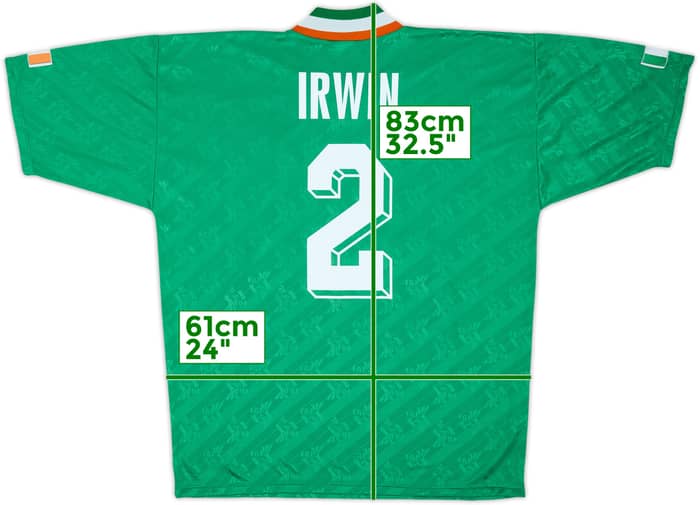 Camiseta de local de Irlanda 1994 Irwin #2 - 9/10 - (L/XL)