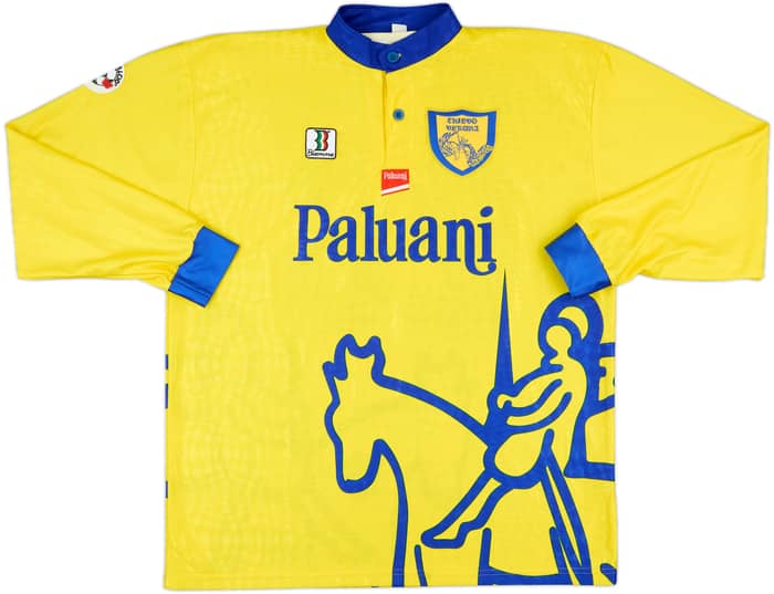 1998-99 Chievo Verona Match Issue Home L/S Shirt De Cesare #26
