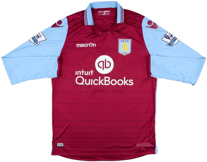 2015-16 Aston Villa Match Issue Home L/S Shirt Lescott #16