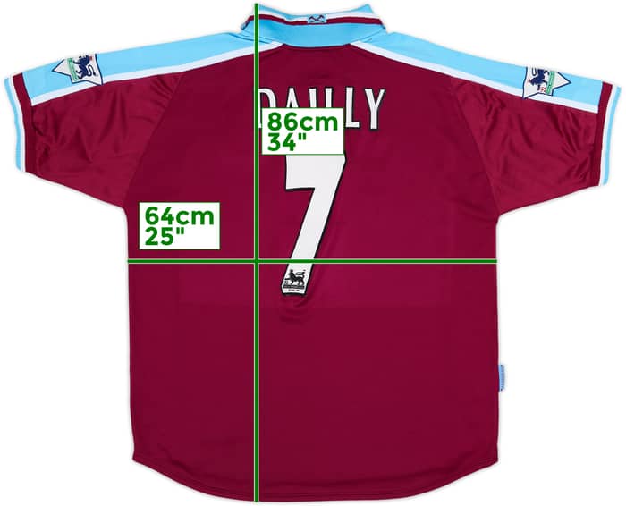 1999-01 West Ham Home Shirt Dailly #7 - 7/10 - (XL)