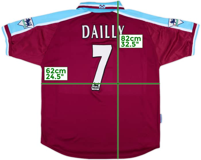 2000-01 West Ham Match Issue Home Shirt Dailly #7