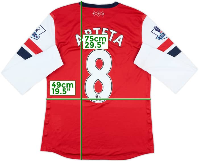 2012-14 Arsenal Player Issue Home L/S Shirt Arteta #8 - 8/10 - (L)