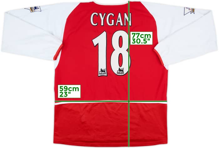 2002-04 Arsenal Match Issue Home L/S Shirt Cygan #18