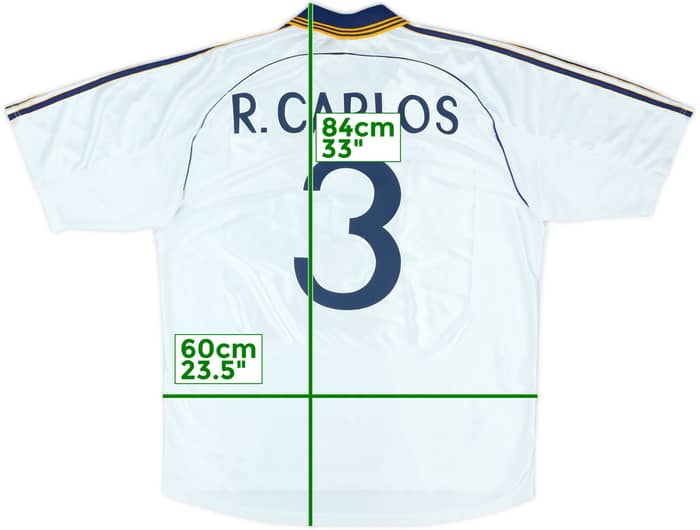 1998-00 Real Madrid Home Shirt R.Carlos #3 - 8/10 - (XL)