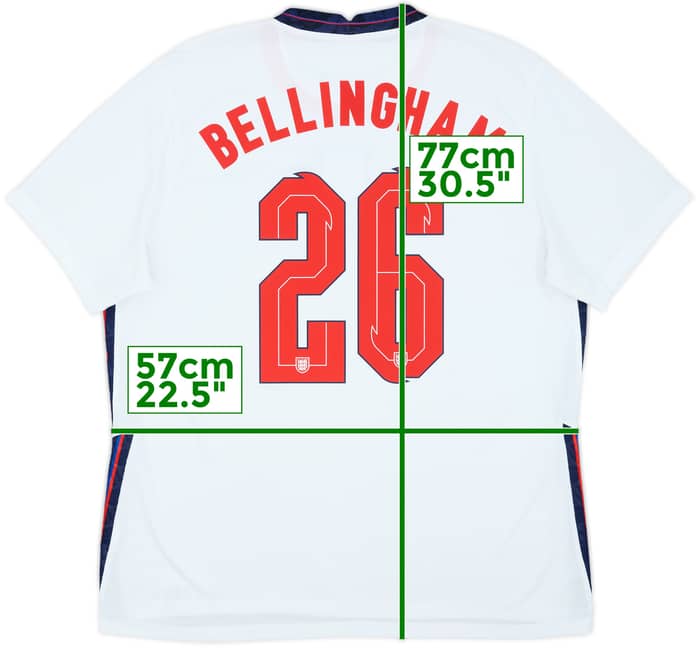 2020-22 England Home Shirt Bellingham #26 - 7/10 - (XL)