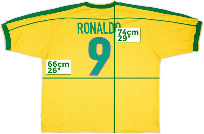 1998-00 Brazil Home Shirt Ronaldo #9 - 7/10 - (XXL)