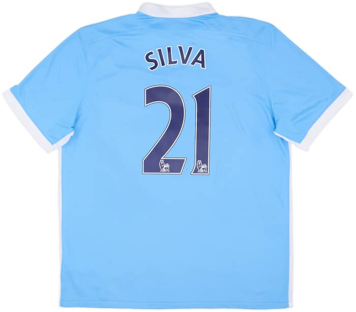 2015-16 Manchester City Home Shirt Silva #21 - 9/10 - (XL)