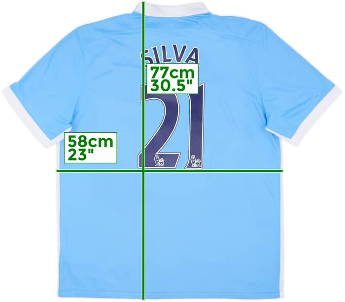 2015-16 Manchester City Home Shirt Silva #21 - 9/10 - (XL)