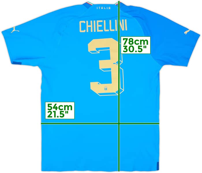 2022-23 Italy Authentic Home Shirt Chiellini #3 - 8/10 - (L)