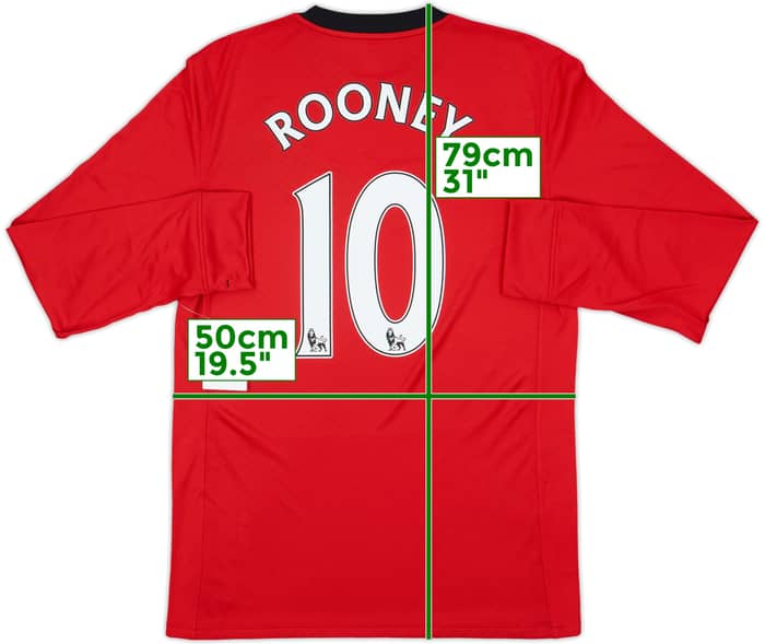 2009-10 Manchester United Player Issue Home L/S Shirt Rooney #10 (L)