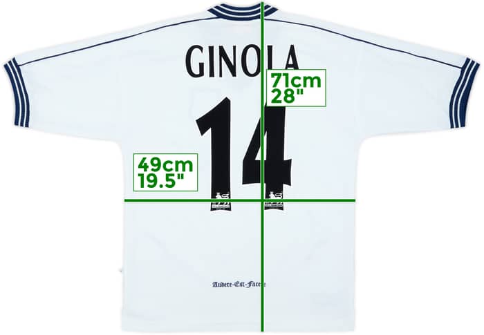 1997-99 Tottenham Home Shirt Ginola #14 - 8/10 - (S)