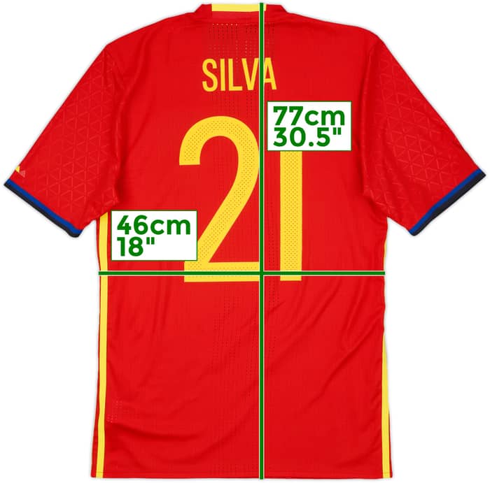 2016-17 Spain Authentic Home Shirt Silva #21 - 9/10 - (M)