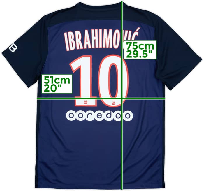 2015-16 Paris Saint-Germain Home Shirt Ibrahimovic #10 - 8/10 - (M)