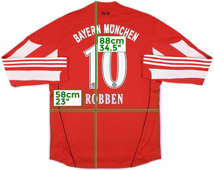2010-11 Bayern Munich Home L/S Shirt Robben #10 - 8/10 - (XL)