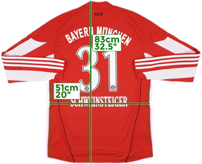 2010-11 Bayern Munich Home L/S Shirt Schweinsteiger #31 - 8/10 - (M)
