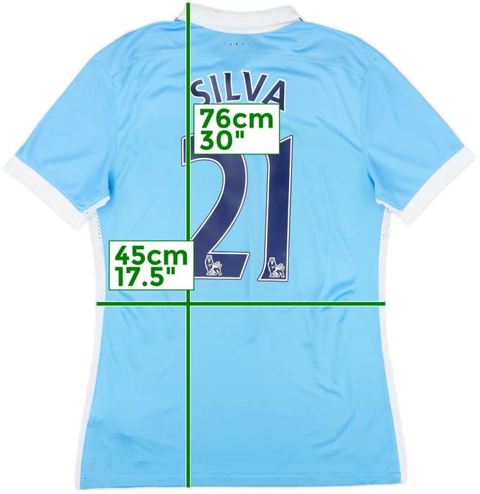 2015-16 Manchester City Authentic Home Shirt Silva #21 - 9/10 - (M)