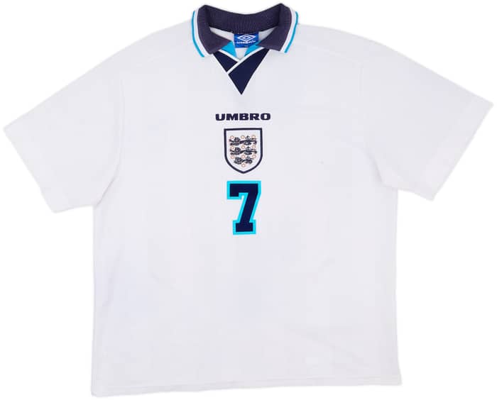 1995-97 England Home Shirt Beckham #7 - 7/10 - (XXL)