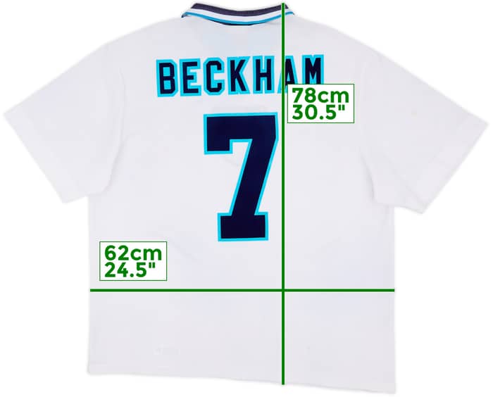 1995-97 England Home Shirt Beckham #7 - 7/10 - (XXL)