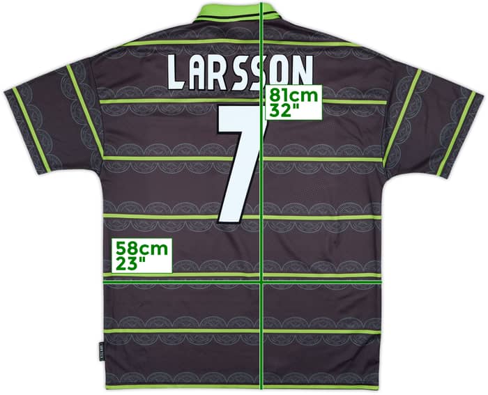 1998-99 Celtic Away Shirt Larsson #7 - 8/10 - (XL)