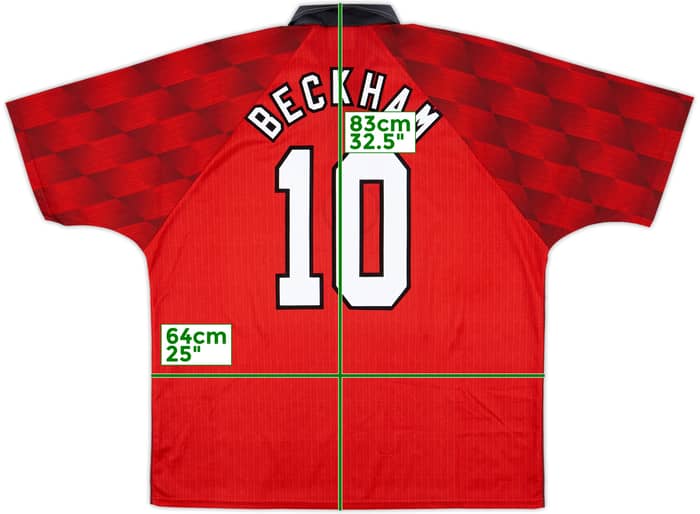 1996-98 Manchester United Home Shirt Beckham #10 - 9/10 - (XXL)