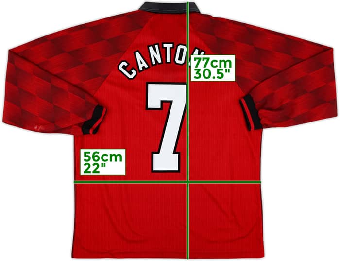 1996-98 Manchester United Home L/S Shirt Cantona #7 - 8/10 - (L)