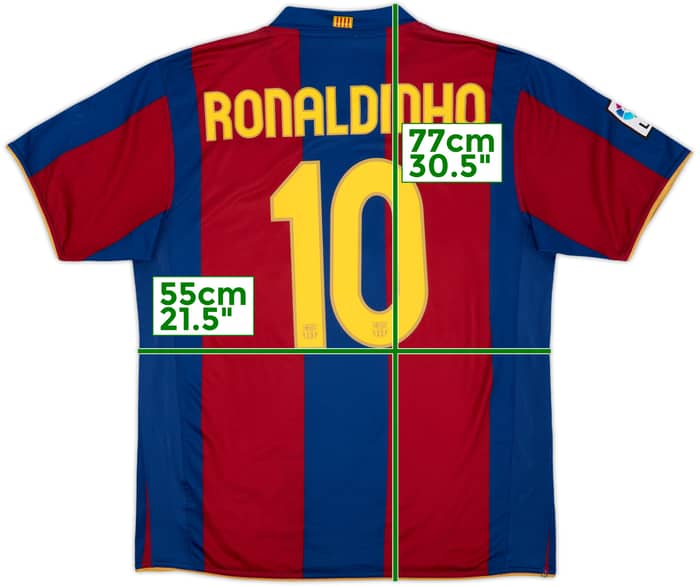 2007-08 Barcelona Home Shirt Ronaldinho #10 - 8/10 - (L)