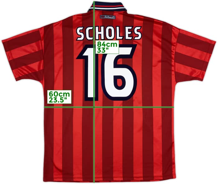 1997-99 England Away Shirt Scholes #16 - 9/10 - (XL)