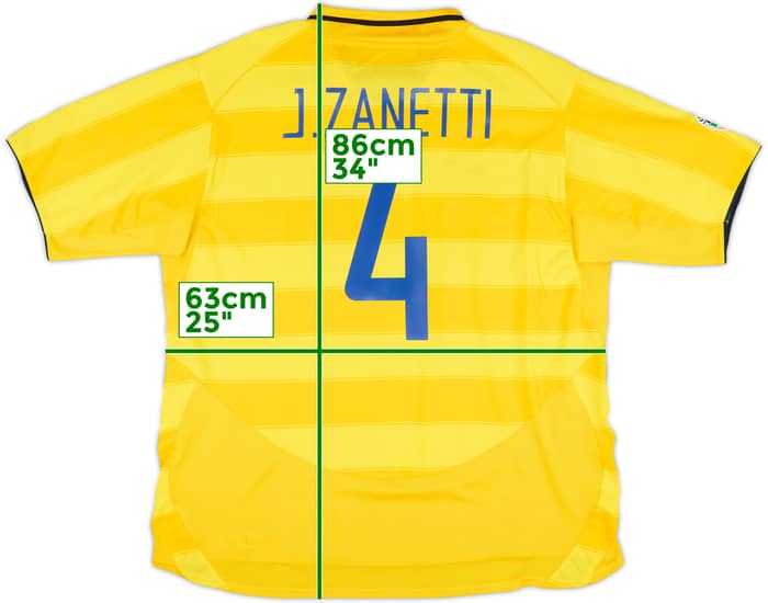 2003-04 Inter Milan Away Shirt J.Zanetti #4 - 8/10 - (XXL)