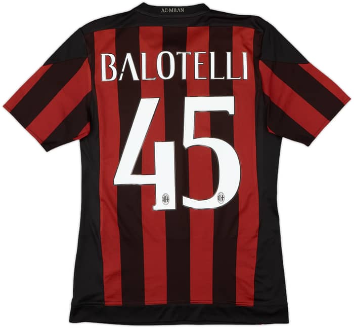 2015-16 AC Milan Home Shirt Balotelli #45 - 7/10 - (S)