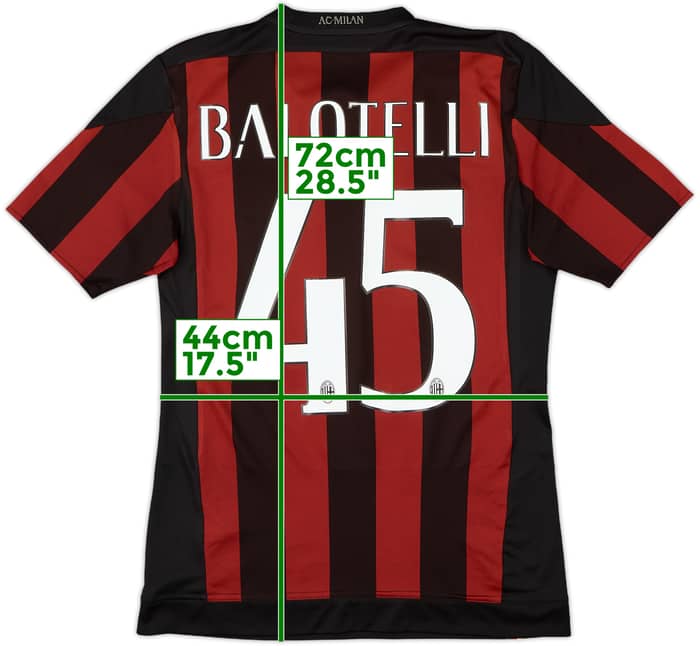 2015-16 AC Milan Home Shirt Balotelli #45 - 7/10 - (S)