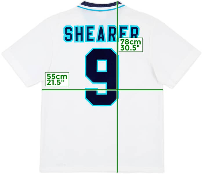 1995-97 England Home Shirt Shearer #9 - 8/10 - (L)