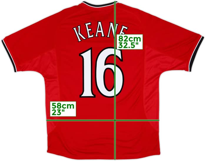 2000-02 Manchester United Home Shirt Keane #16 - 7/10 - (L)