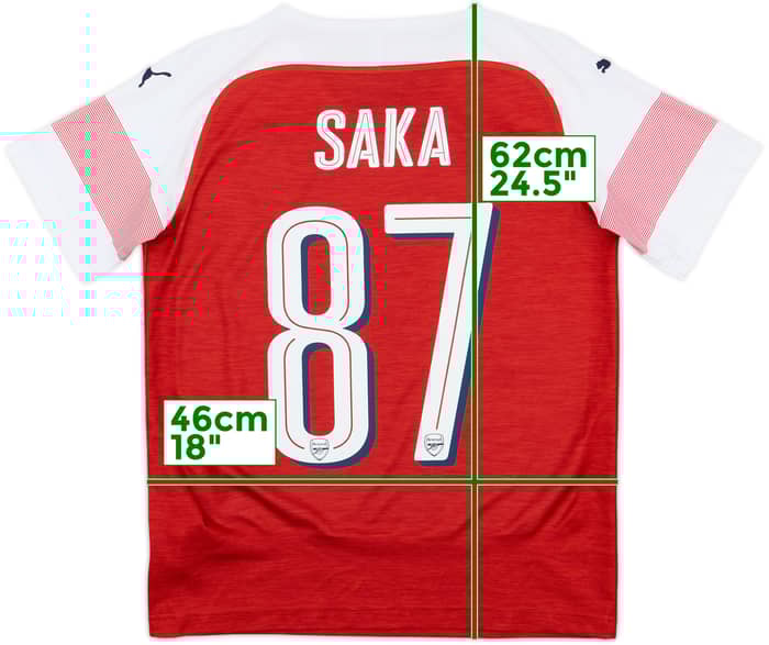 2018-19 Arsenal Home Shirt Saka #87 - 10/10 - (L.Boys)
