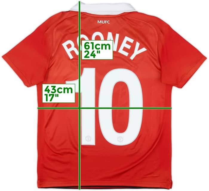 2010-11 Manchester United Home Shirt Rooney #10 - 8/10 - (L.Boys)
