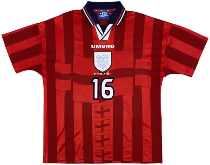 1997-99 England Away Shirt Scholes #16 - 9/10 - (L)